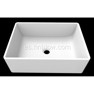 Lavabo cuadrado de resina pura blanca mate para baño